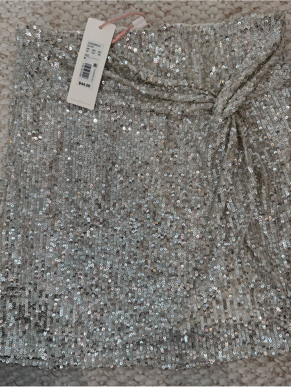 GB girls Silver Sequin Tie-Front Skirt
